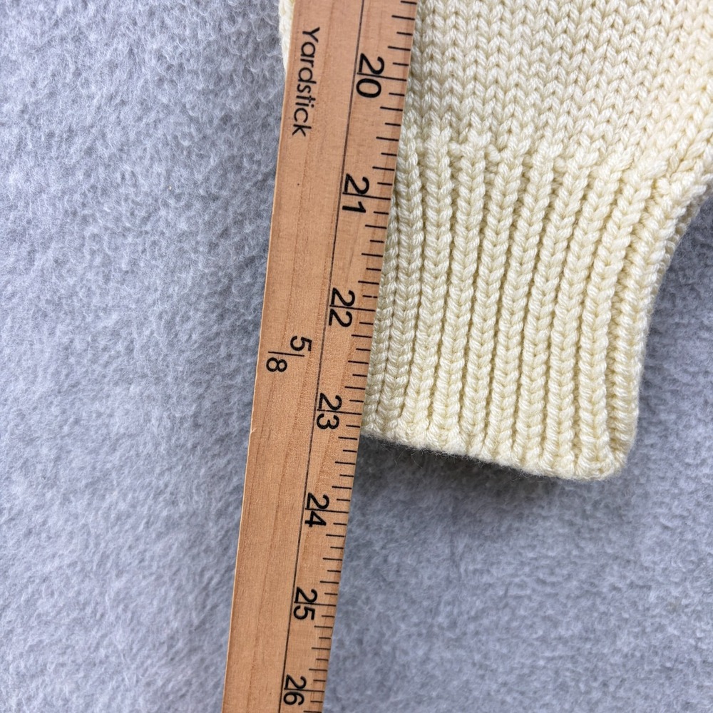 Vintage Puritan Sweater Hoodie Mens Large Ivory Chunky Knit Henley Pullover 80s - Picture 8 of 8